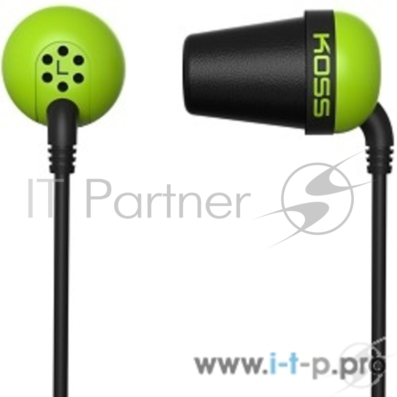 Наушники KOSS The PLUG Green {вставные,частотный диапазон 10-20000Гц,импеданс 16Ом,чувствительность 112дБ,штекер 3,5мм,чехол,цвет зеленый}