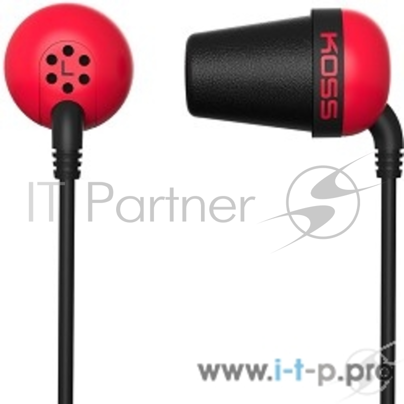 Наушники KOSS The PLUG Red {вставные,частотный диапазон 10-20000Гц,импеданс 16Ом,чувствительность 112дБ,штекер 3,5мм,чехол,цвет красный}