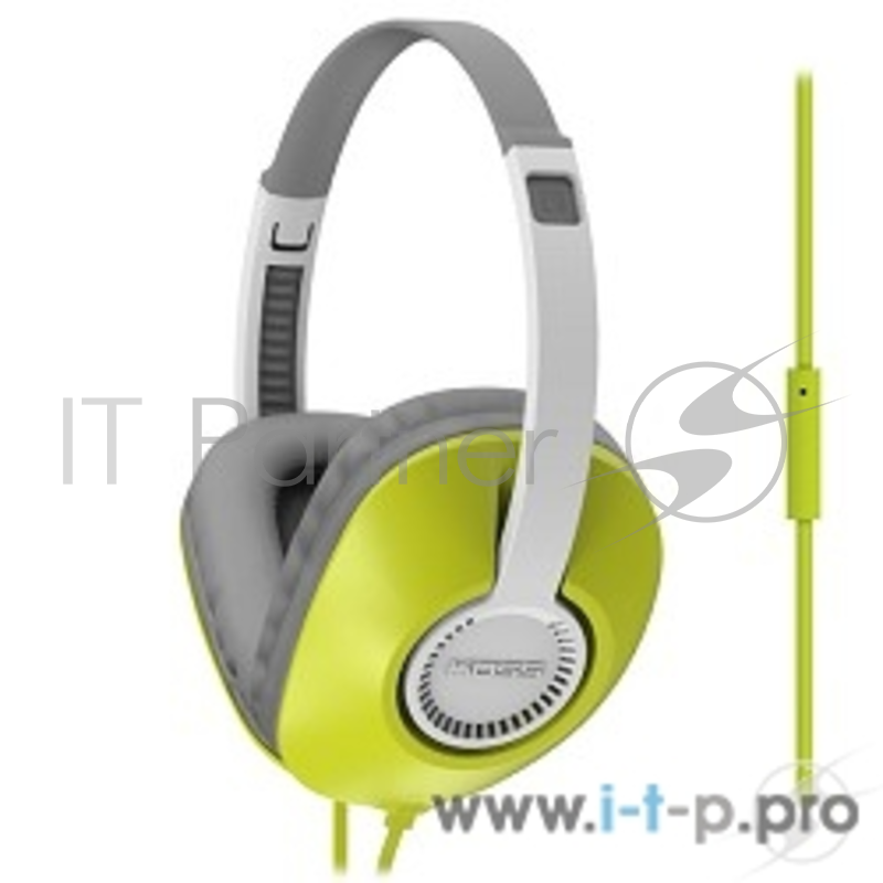 Наушники KOSS UR23iG Green {20-20000Гц, сопротивл.34Ом, чувствит.94дБ, плоский шнур 1,2 м с микрофоном, цвет зеленый}
