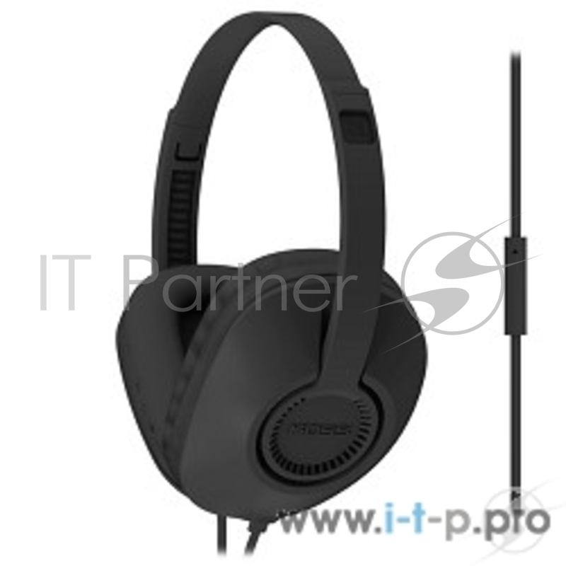 Наушники KOSS UR23iK Black {20-20000Гц, сопротивл.34Ом, чувствит.94дБ, плоский шнур 1,2 м с микрофоном, цвет черный}