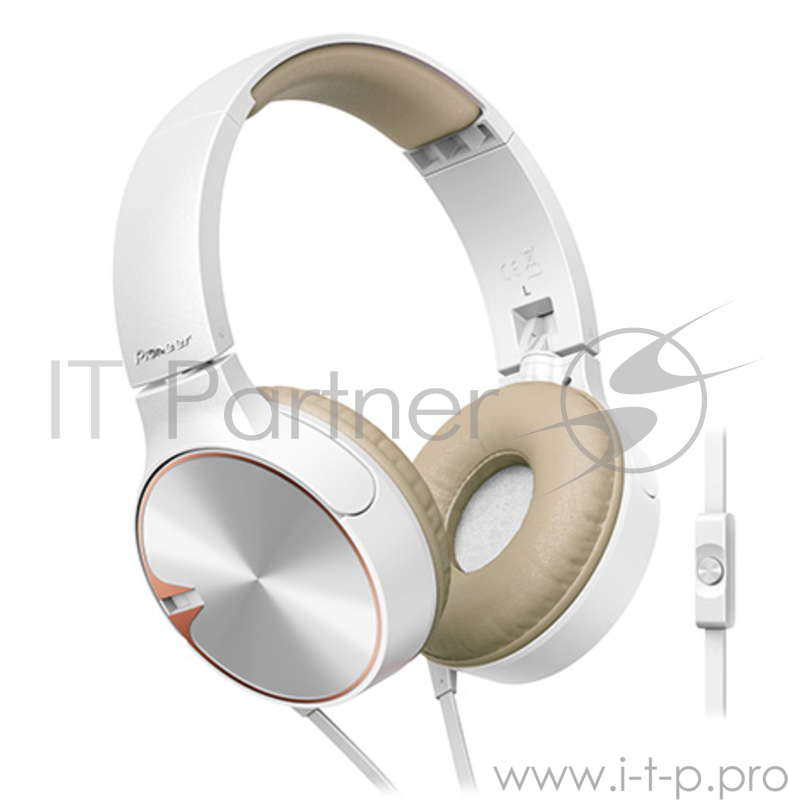 Наушники накладные Pioneer SE-MJ722T-T 1.2м белый/золотистый проводные (оголовье)