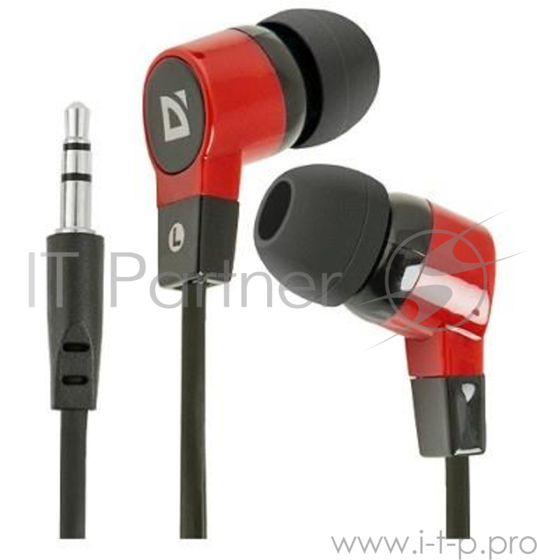 Наушники Defender Наушники вставки Basic 619 черный + красный 63619