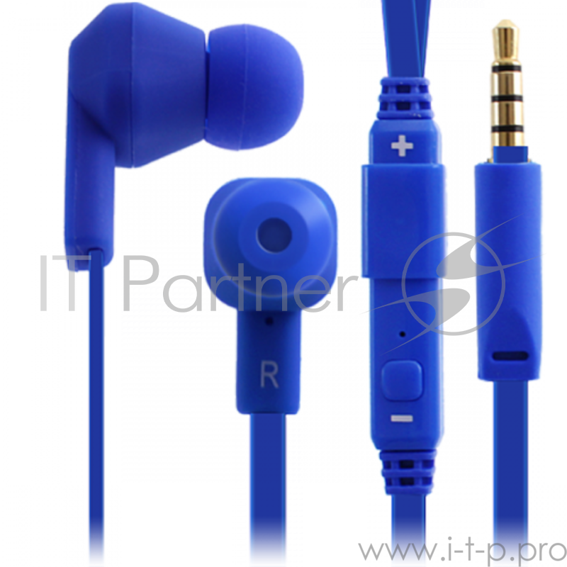 Гарнитура CROWN CMEP-704 (Встроенный микрофон, плоский кабель, управление громкостью, play/pause, 1.2м)