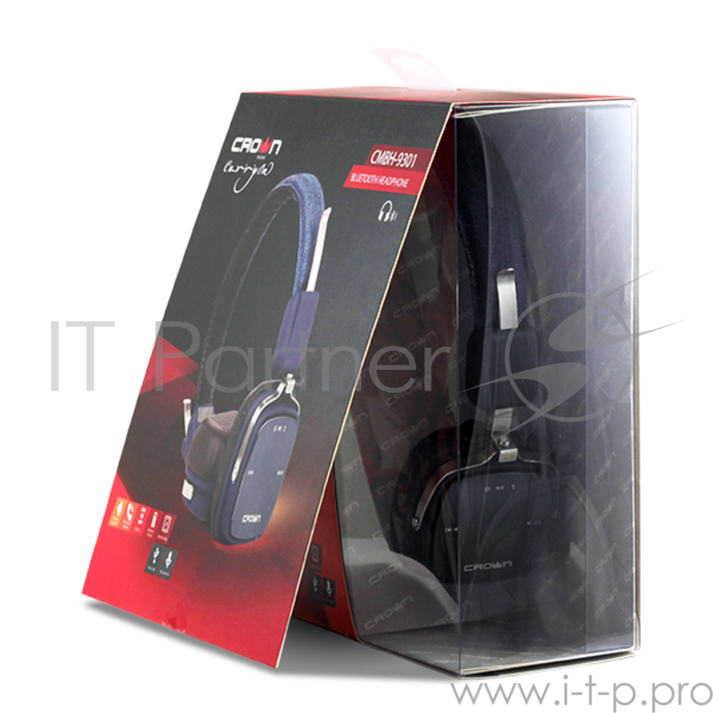 Наушники CROWN CMBH-9301 (blue jeans) ( Bluetooth: 3.0, hands free, 32 Ом, 20 Гц-20.000 Гц, Li-Pol 380 мА, Jack 3.5мм stereo - 1.3м, металлический обод, джинсовая ткань)