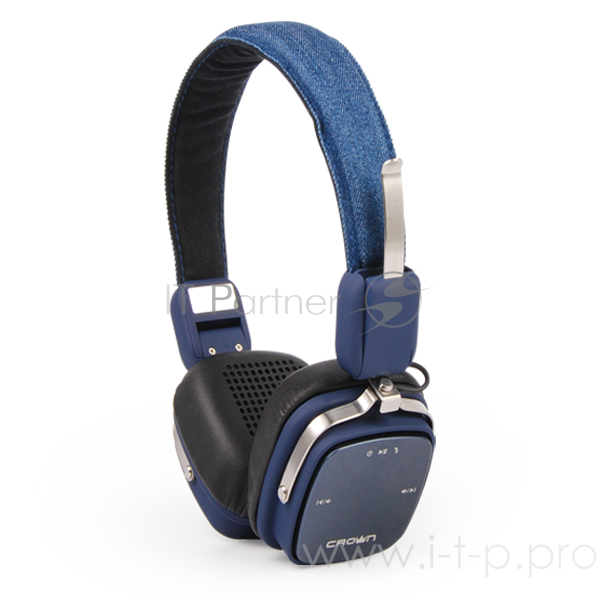 Наушники CROWN CMBH-9301 (blue jeans) ( Bluetooth: 3.0, hands free, 32 Ом, 20 Гц-20.000 Гц, Li-Pol 380 мА, Jack 3.5мм stereo - 1.3м, металлический обод, джинсовая ткань)