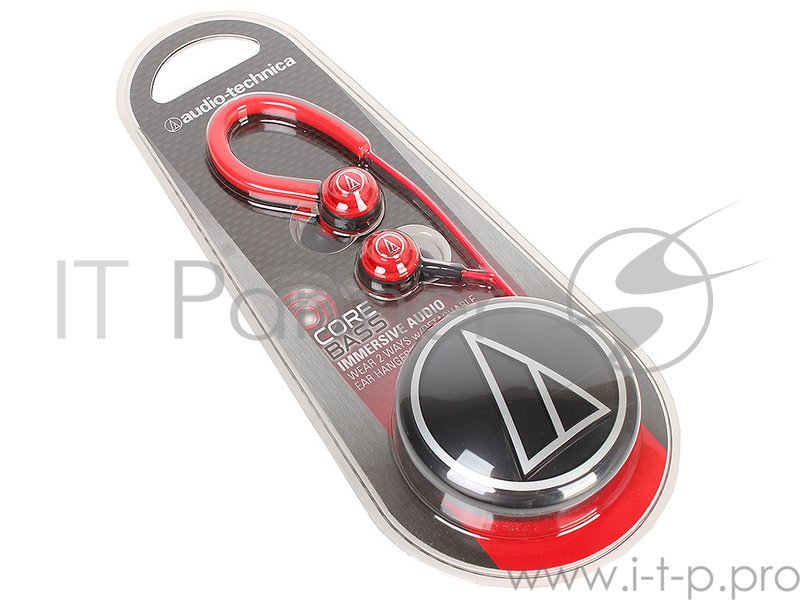 Наушники AUDIO-TECHNICA ATH-COR150 RD Вставные (затычки), частотный диапазон 20-25000Гц, Ф8,5мм, максимальная входная мощность 20мВт, чувствительность 103дБ, импеданс 16Ом, вес 4,2г, кабель 1,2 м,с катушкой для кабеля и съемным заушным креплением,кра
