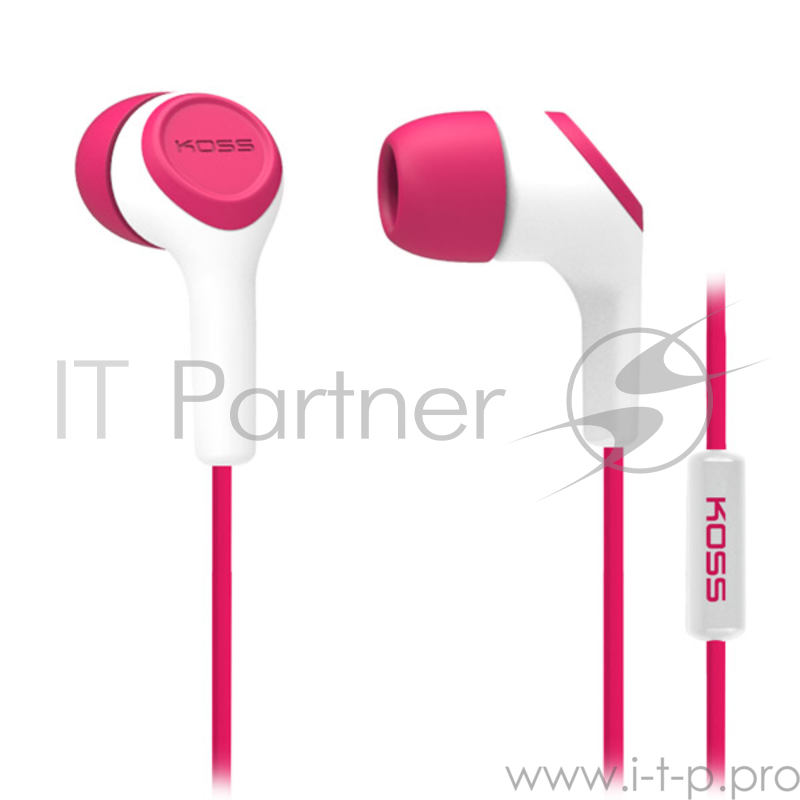 Универсальная гарнитура с наушниками вставками закрытого типа KOSS KEB15i R Red, част.диапазон 18-20000Гц, сопротивл.16Ом, чувствит.110дБ, шнур с микрофоном,цвет красный