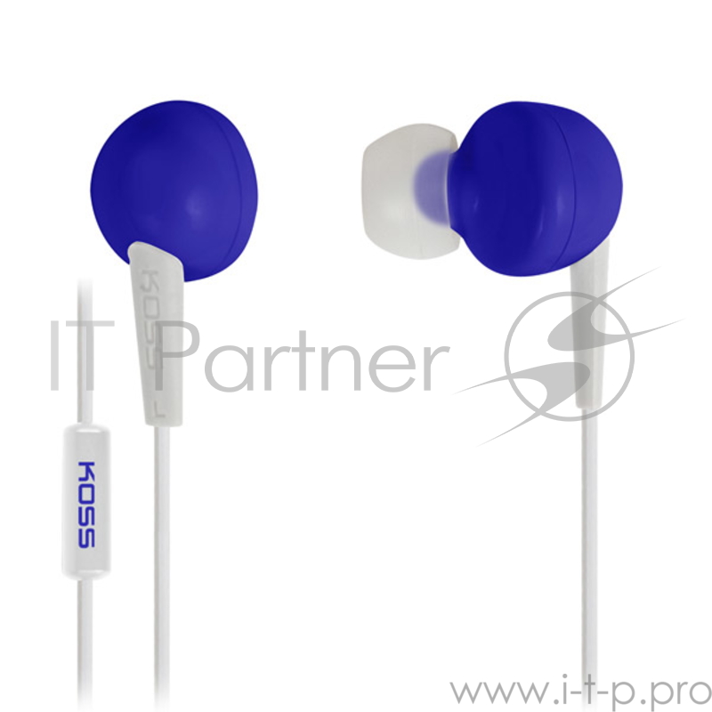 Гарнитура KOSS KEB6i B Blue с наушниками вставками, част.диапазон 60-20000Гц, сопротивл.32Ом, чувствит.106дБ, шнур с микрофоном,цвет синий