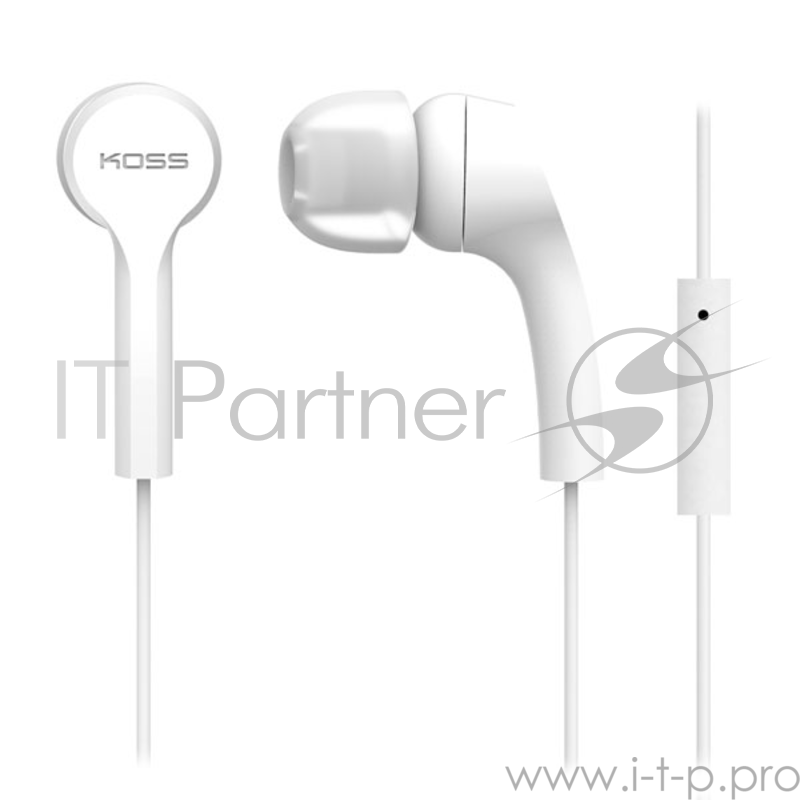 Гарнитура KOSS KEB9iW White с компактными комфортными шумоизолирующими наушниками вставками закрытого типа, част.диапазон 18-20000Гц, сопротивл.16Ом, чувствит.110дБ, шнур 1,2 м с микрофоном, амбюшуры в комплекте, цвет белый