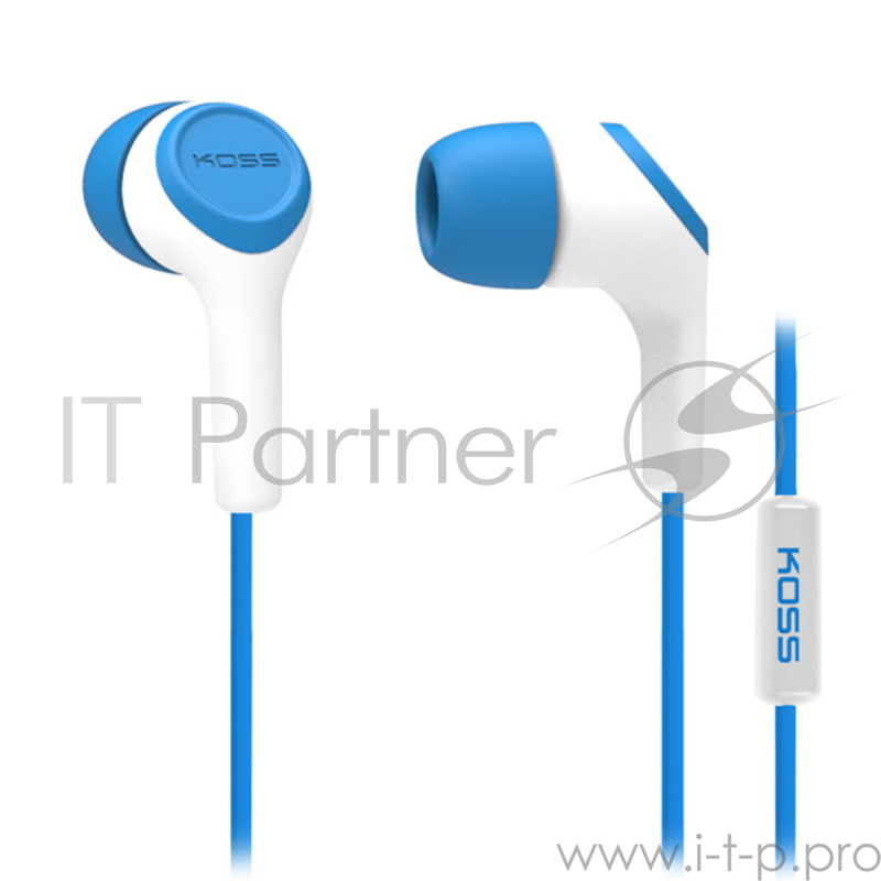 Универсальная гарнитура с наушниками вставками закрытого типа KOSS KEB15i Blue, част.диапазон 18-20000Гц, сопротивл.16Ом, чувствит.110дБ, шнур с микрофоном,цвет синий