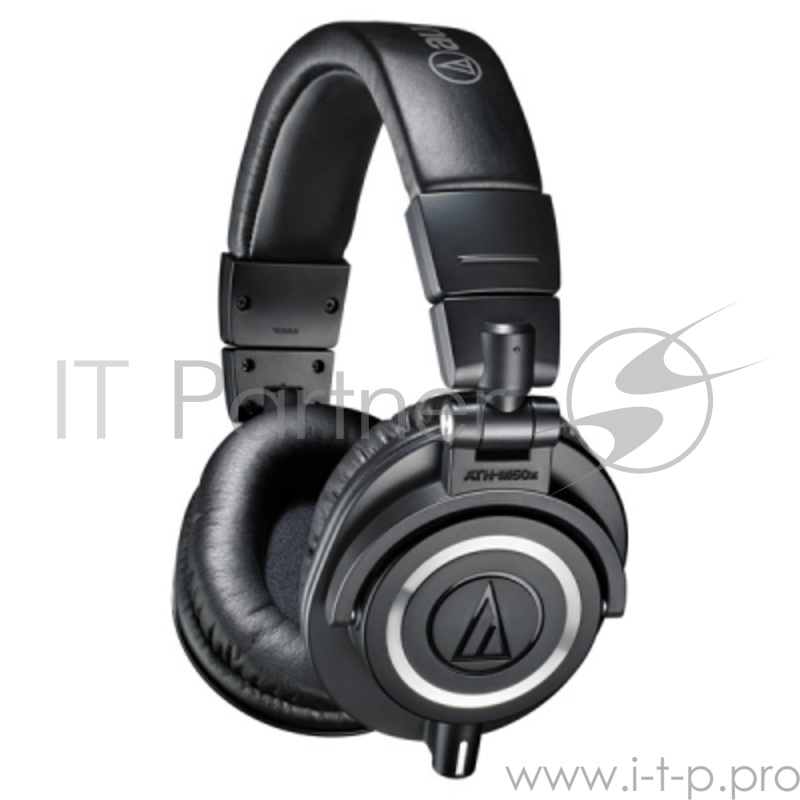 Наушники AUDIO-TECHNICA ATH-M50X Black мониторные,закрытые,диаметр 45мм,част 15-28000Гц,макс. входн мощность 1600мВт,импеданс 38Ом,чувствительность 99дБ,два кабеля в комплекте: витой и прямой, цвет черный