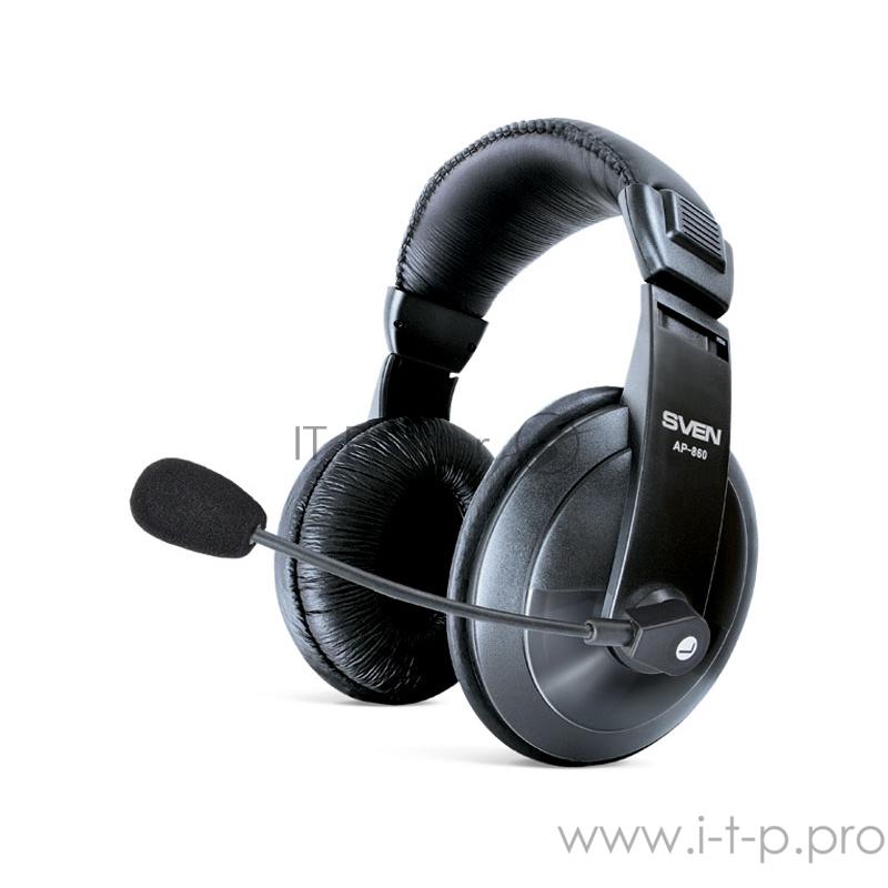 Мультимедийные стереонаушники с микрофоном SVEN AP-860M, черный Мультимедийные стереонаушники с микрофоном SVEN AP-860M, черный
