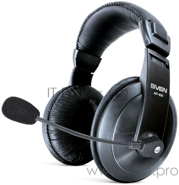 Мультимедийные стереонаушники с микрофоном SVEN AP-860M, черный Мультимедийные стереонаушники с микрофоном SVEN AP-860M, черный