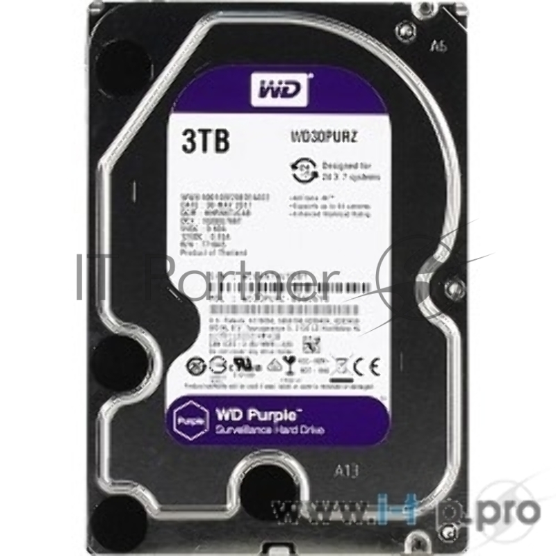 Жесткий диск 3TB WD Purple (WD30PURZ) {Serial ATA III, 5400- rpm, 64Mb, 3.5