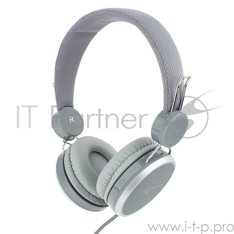 Наушники накладные Gembird MHP-300-G, серый, кабель 1.5м