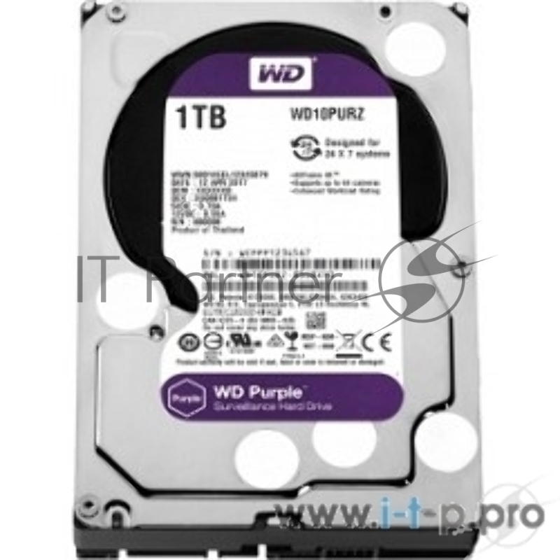 Жесткий диск 1TB WD Purple (WD10PURZ) {Serial ATA III, 5400- rpm, 64Mb, 3.5