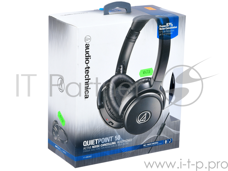 Наушники AUDIO-TECHNICA ATH-ANC50IS беспроводные наушники с микрофоном накладные время работы 40 ч чувствительность 104 дБ/мВт импеданс 150 Ом активное шумоподавление вес 192 г разъем mini jack 3.5 mm