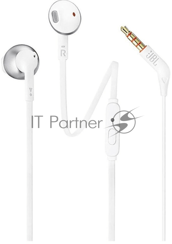 Наушники JBL Гарнитура T205 , 16 Om , 98 dB , светлый хром