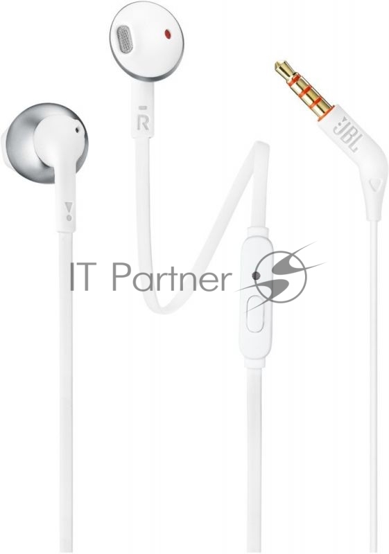 Наушники JBL Гарнитура T205 , 16 Om , 98 dB , светлый хром