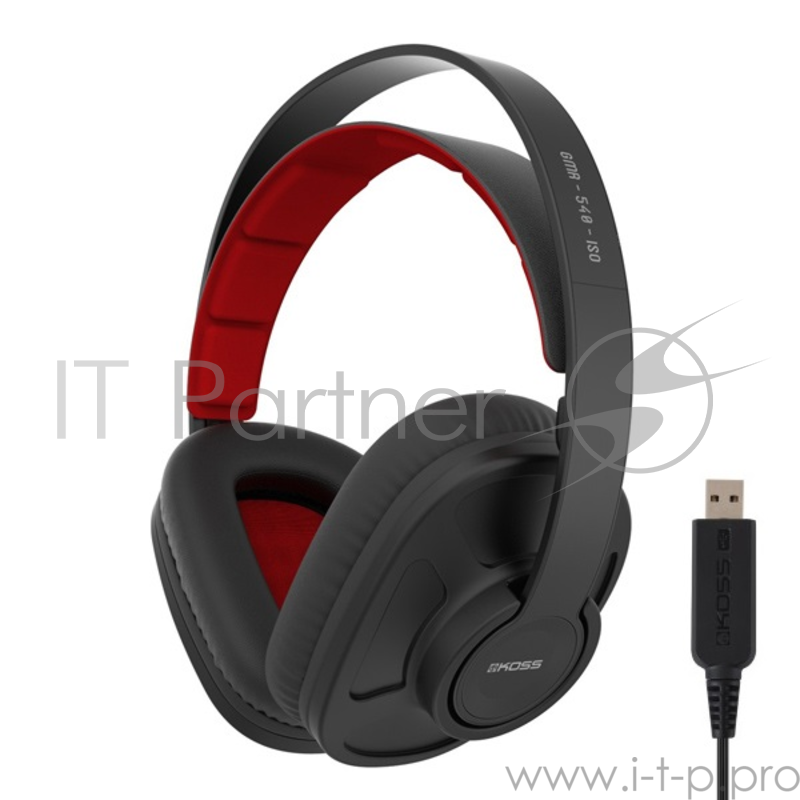 Наушники KOSS GMR-540-ISO USB компьютерная гарнитура, игровая с полноразмерными наушниками закрытого типа крепление при помощи оголовья подключение: 2 x mini jack 3.5 mm частота воспроизведения 15-22000 Гц