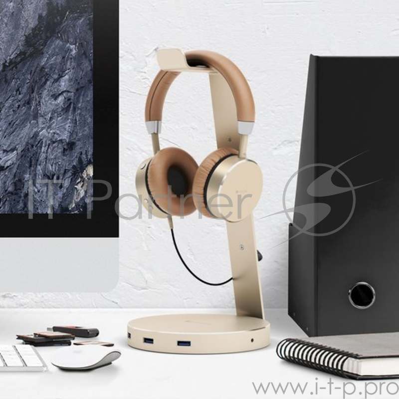 Подставка Satechi Aluminium USB 3.0 Headphone Stand для наушников. Материал алюминий. Цвет золотой.