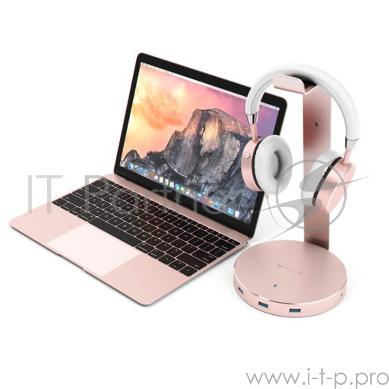 Подставка Satechi Aluminium USB 3.0 Headphone Stand для наушников. Материал алюминий. Цвет розовое золото.