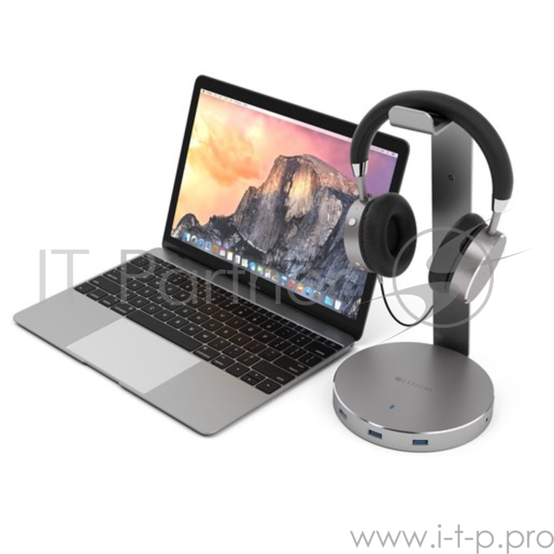 Подставка Satechi Aluminium USB 3.0 Headphone Stand для наушников. Материал алюминий. Цвет серый космос.