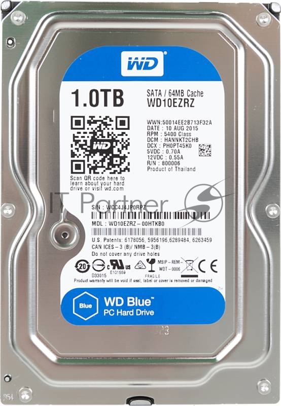 Жесткий диск 1TB WD Caviar Blue (WD10EZRZ) {Serial ATA III, 5400 rpm, 64Mb buffer}