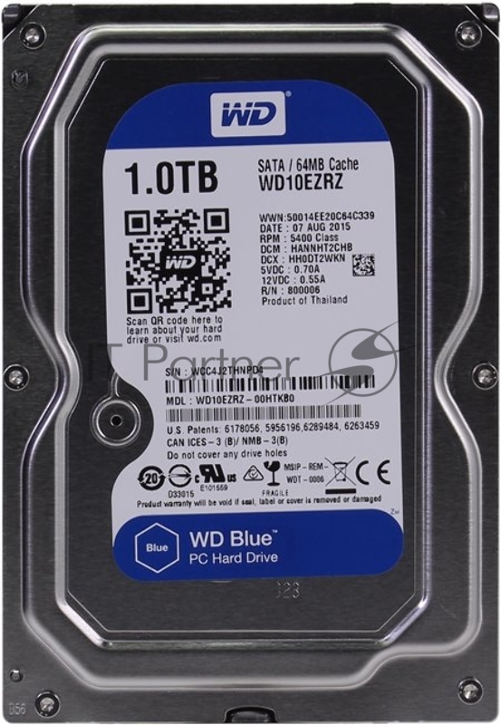 Жесткий диск 1TB WD Caviar Blue (WD10EZRZ) {Serial ATA III, 5400 rpm, 64Mb buffer}