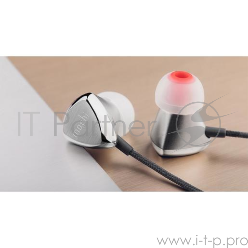 Наушники-гарнитура внутриканальные проводные Moshi Vortex. Цвет серебряный.