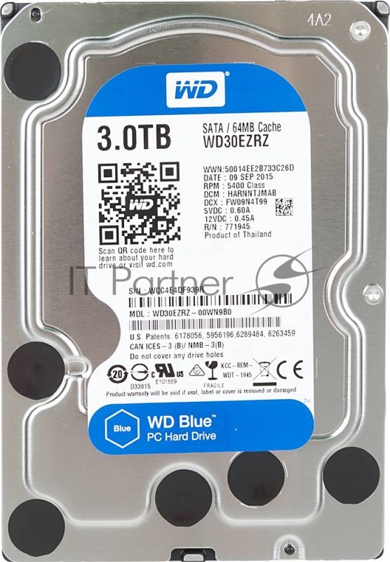 Жесткий диск WD Original SATA-III 3Tb WD30EZRZ Blue (5400rpm) 64Mb 3.5