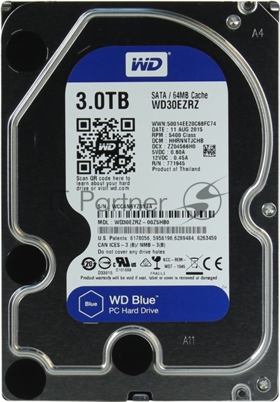 Жесткий диск WD Original SATA-III 3Tb WD30EZRZ Blue (5400rpm) 64Mb 3.5