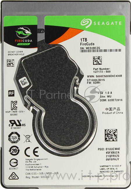 Жесткий диск 1TB Seagate Firecuda (ST1000LX015) {SATA 6.0Gb/s, 5400 rpm, 128mb, гибридный HDD/SSD, 2.5