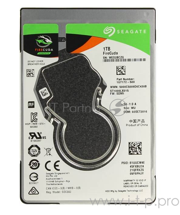 Жесткий диск 1TB Seagate Firecuda (ST1000LX015) {SATA 6.0Gb/s, 5400 rpm, 128mb, гибридный HDD/SSD, 2.5
