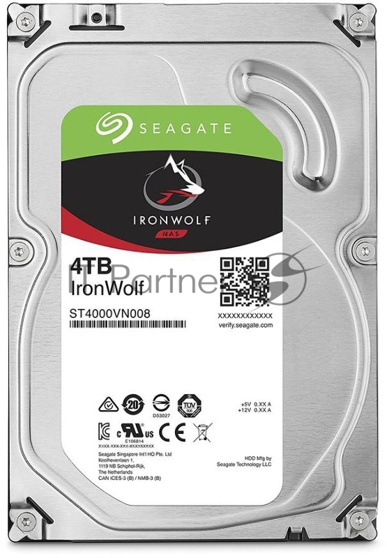 Жесткий диск 4TB Seagate Ironwolf (ST4000VN008) {SATA 6.0Gb/s, 5900 rpm, 64mb buffer, 3.5