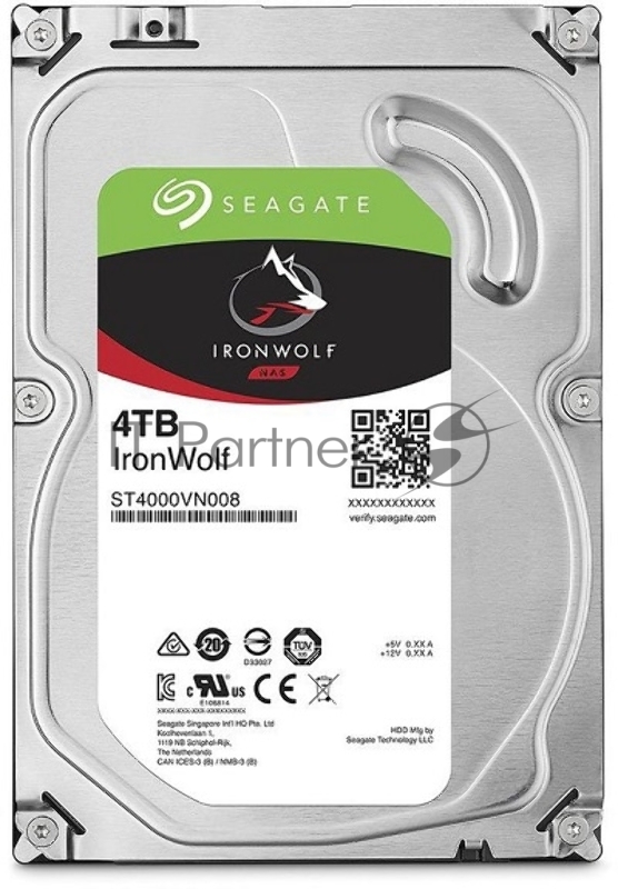 Жесткий диск 4TB Seagate Ironwolf (ST4000VN008) {SATA 6.0Gb/s, 5900 rpm, 64mb buffer, 3.5
