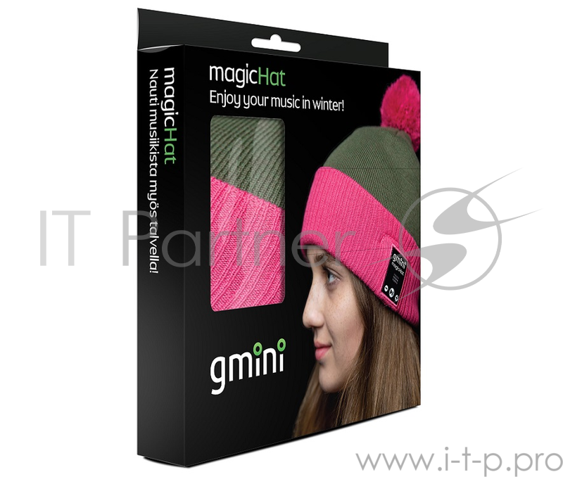 Gmini GM-BTW-E201P, шапка с Bluetooth гарнитурой, розовая