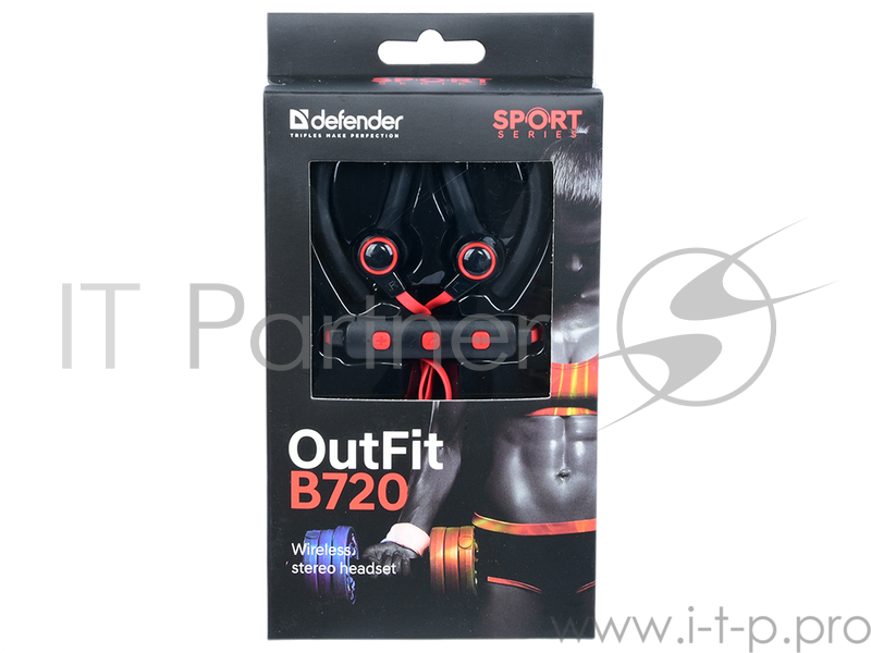 Гарнитура Defender OutFit B720 черный+красный, Bluetooth