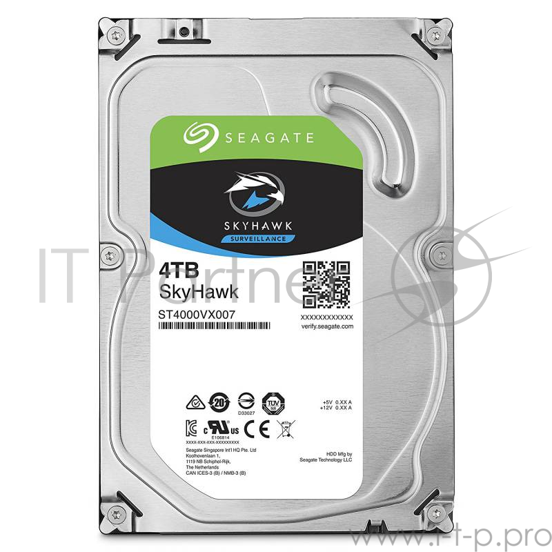 Жесткий диск 4TB Seagate Skyhawk (ST4000VX007) {Serial ATA III, 5900 rpm, 64mb,3.5, для видеонаблюдения}