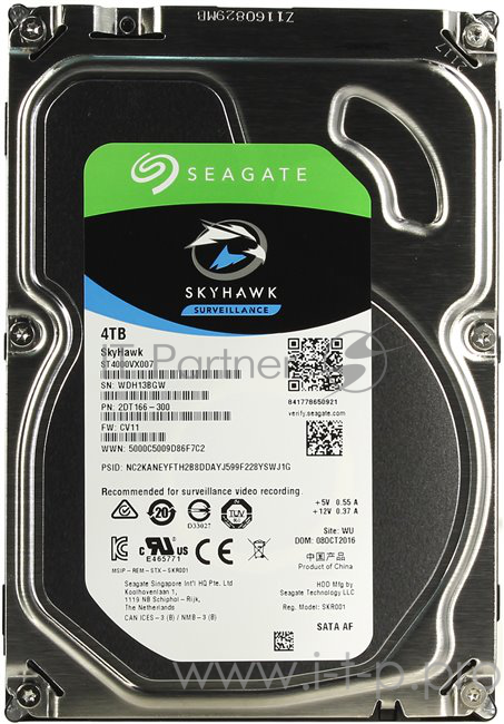 Жесткий диск 4TB Seagate Skyhawk (ST4000VX007) {Serial ATA III, 5900 rpm, 64mb,3.5, для видеонаблюдения}