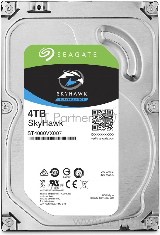 Жесткий диск 4TB Seagate Skyhawk (ST4000VX007) {Serial ATA III, 5900 rpm, 64mb,3.5, для видеонаблюдения}