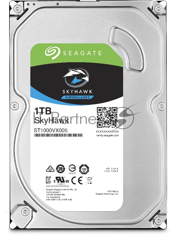 Жесткий диск 1TB Seagate Skyhawk (ST1000VX005) {Serial ATA III, 5900 rpm, 64mb, для видеонаблюдения} 3.5