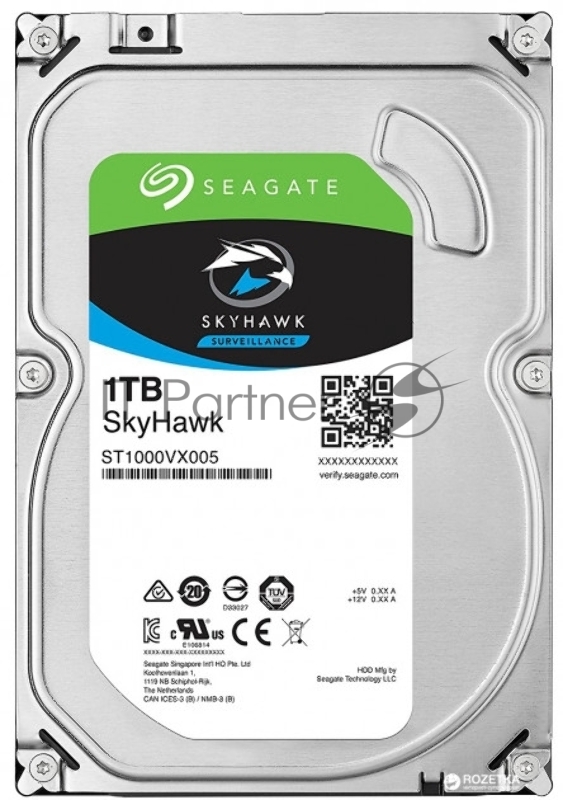 Жесткий диск 1TB Seagate Skyhawk (ST1000VX005) {Serial ATA III, 5900 rpm, 64mb, для видеонаблюдения} 3.5