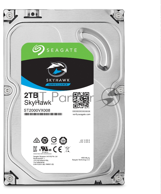 Жесткий диск 2TB Seagate Skyhawk (ST2000VX008) {Serial ATA III, 5900 rpm, 64mb,3.5, для видеонаблюдения}