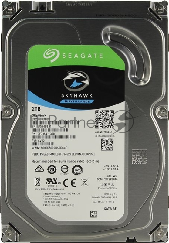 Жесткий диск 2TB Seagate Skyhawk (ST2000VX008) {Serial ATA III, 5900 rpm, 64mb,3.5, для видеонаблюдения}