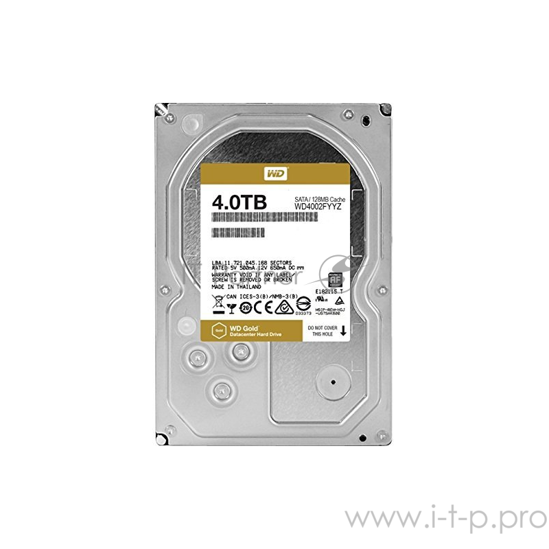 Жесткий диск WD Original SATA-III 4Tb WD4002FYYZ Gold (7200rpm) 128Mb 3.5