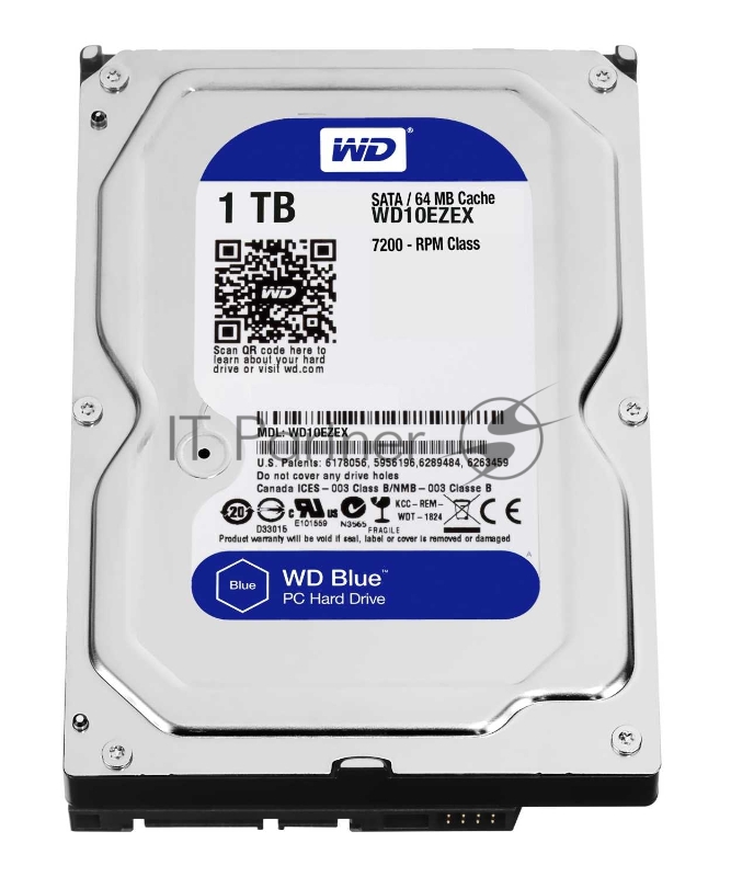 Жесткий диск 1TB WD Caviar Blue (WD10EZEX) {Serial ATA III, 7200 rpm, 64Mb buffer}