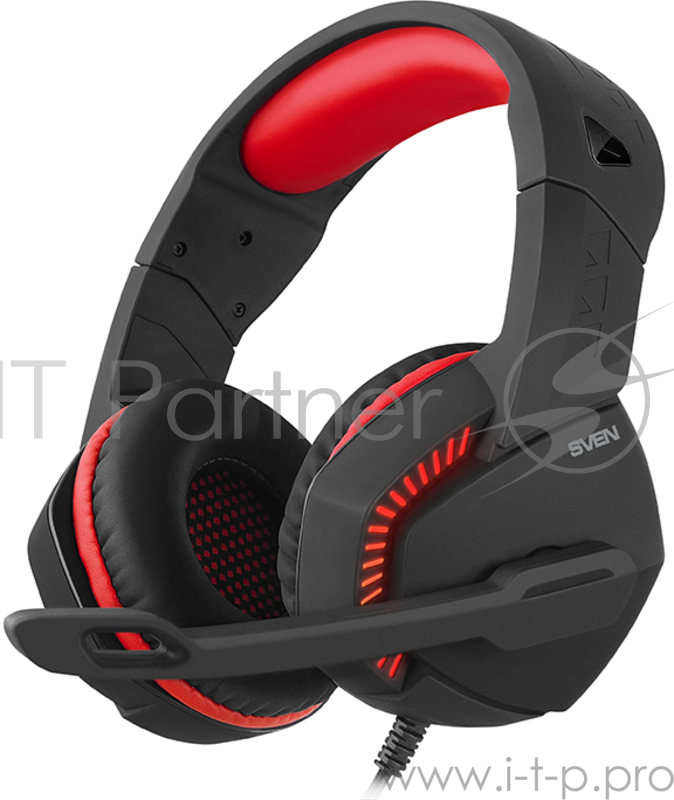 Наушники SVEN AP-U989MV, черный-красный (USB, LED, 7.1)