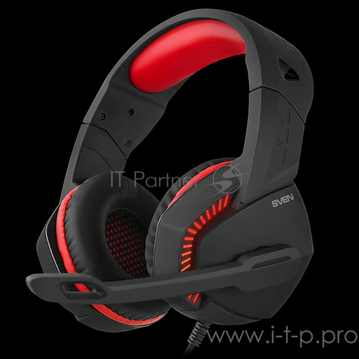 Наушники SVEN AP-U989MV, черный-красный (USB, LED, 7.1)