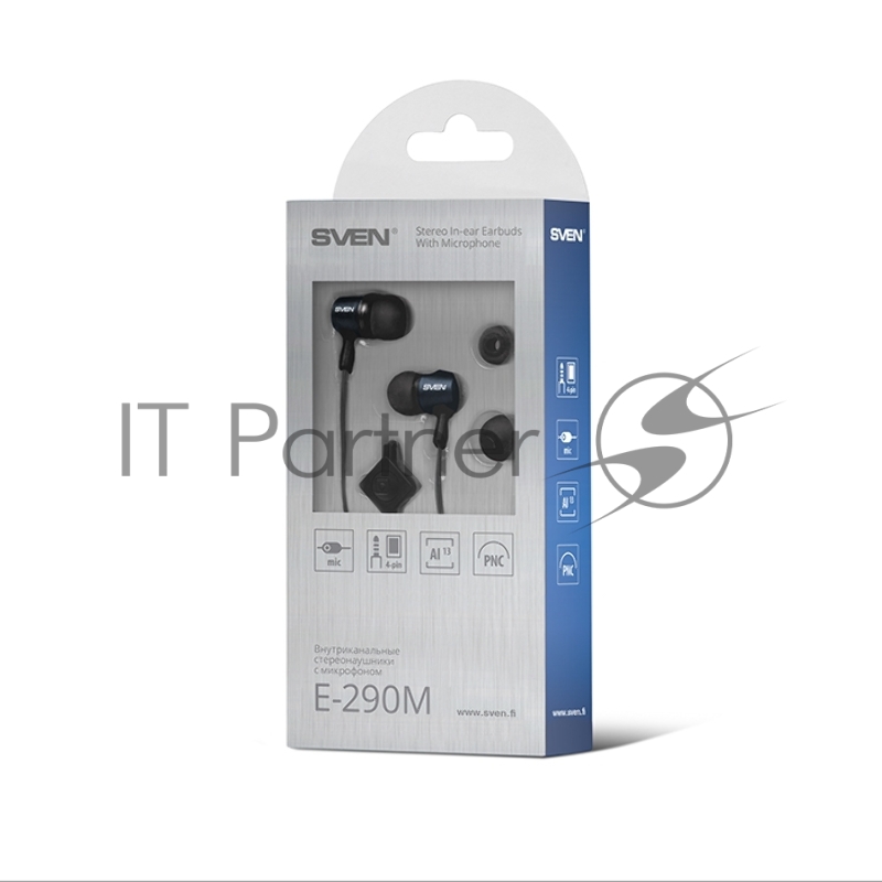 Наушники SVEN E-290M, чёрный-серый с микрофоном